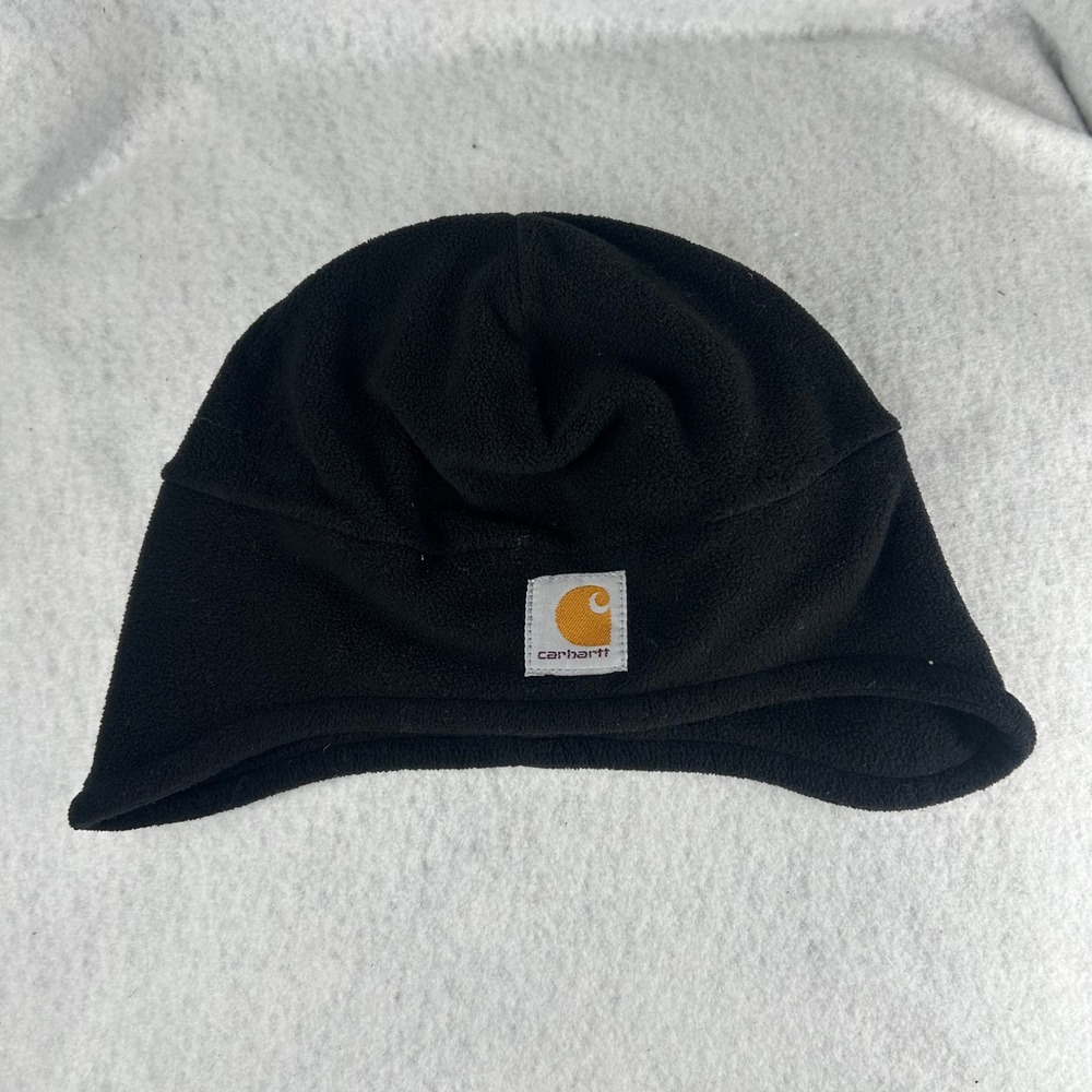 Carhartt Fleece Beanie Mens One Size Black Ear Flap Winter Hat A202‎